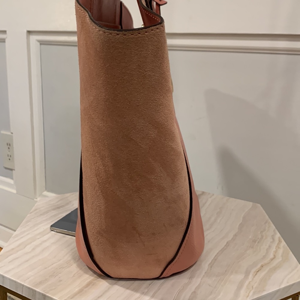 Michael Kors Bag Portia Pink Suede Leather Tote - Picture 5 of 17